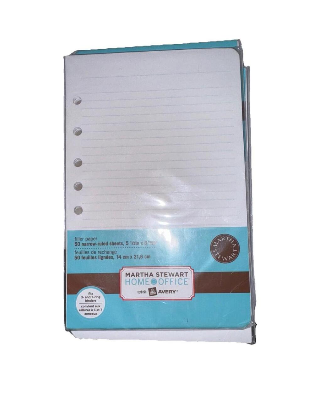 Martha Stewart Filler Paper 5.5x8.5 Mini College Ruled 7 Hole 150 Planner Sheets - Picture 2 of 5